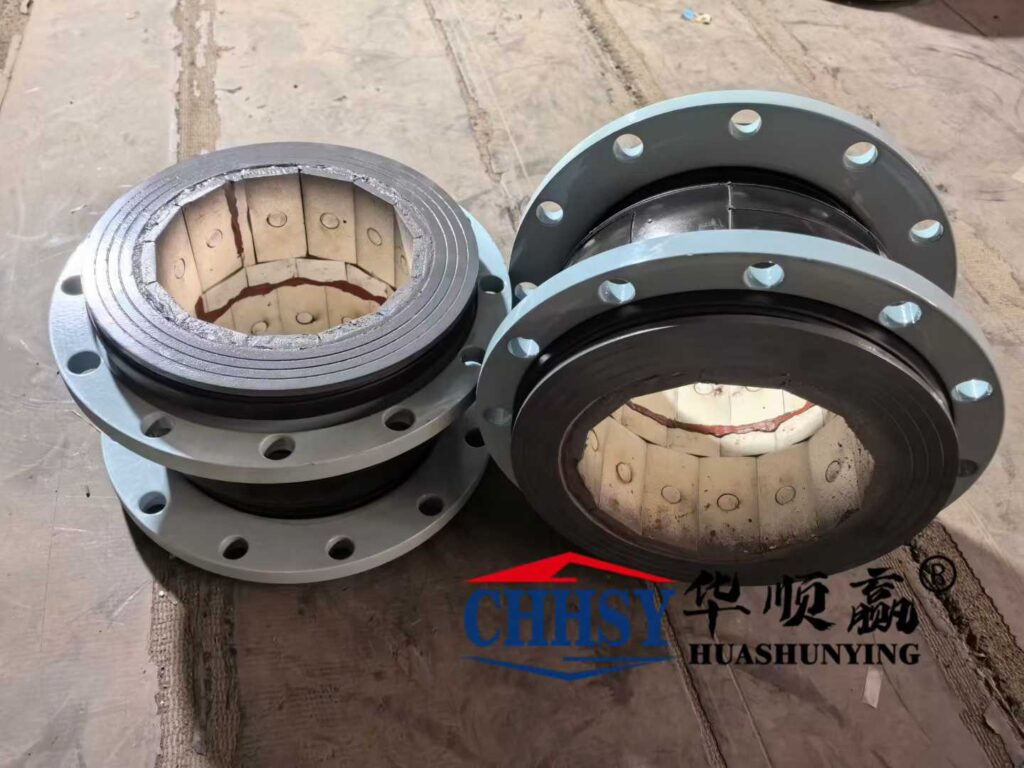 Ceramic-Lined Rubber Expansion Joint for abrasion resistance in steel mills